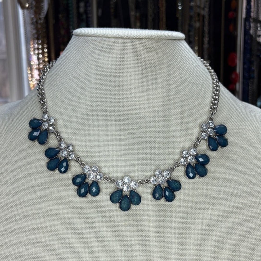 Teal Petal Crystal Accent Necklace - Women Jewelry